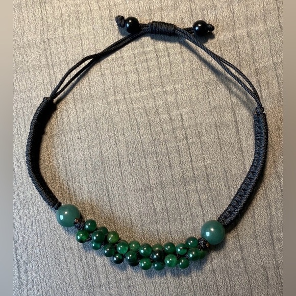 Beaded Natural Jade Gemstone Bracelet with Adjustable Cord - Picture 6 of 14